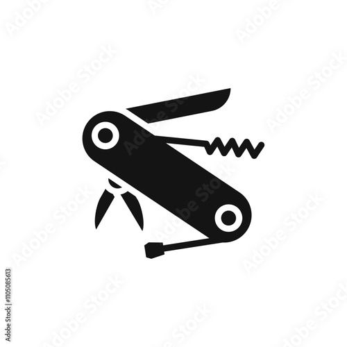 Swiss Knife icon Vector flat thin line illustration