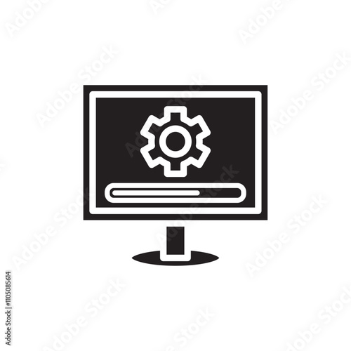 System update icon Vector flat thin line illustration