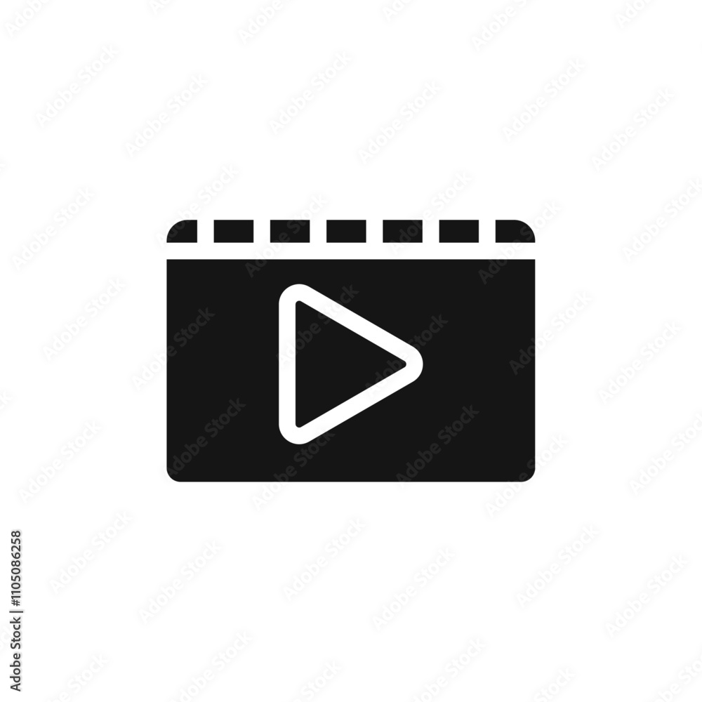 Video icon Vector flat thin line illustration Video icon Vector flat thin line illustration