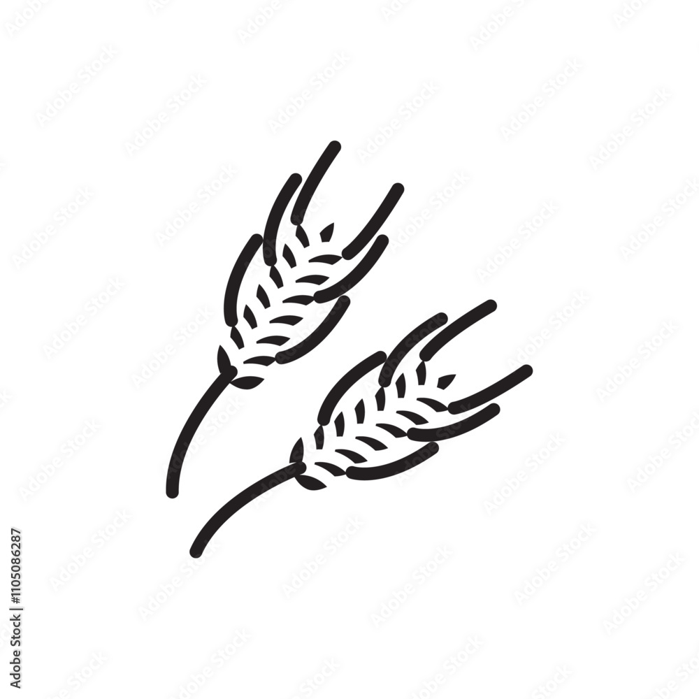 Wheat icon Vector flat thin line illustration Wheat icon Vector flat thin line illustration