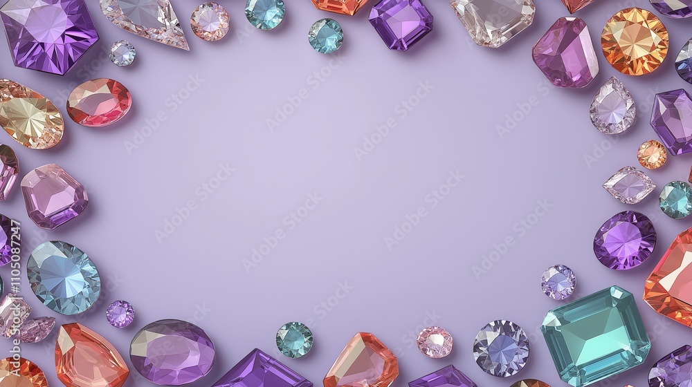 Colorful shiny sparkling jewelry circle stones glitters gems frame background Colorful shiny sparkling jewelry circle stones glitters gems frame background