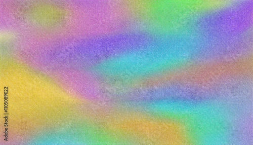 Colorful gradient noise grain background texture; holographic color wrinkled foil design