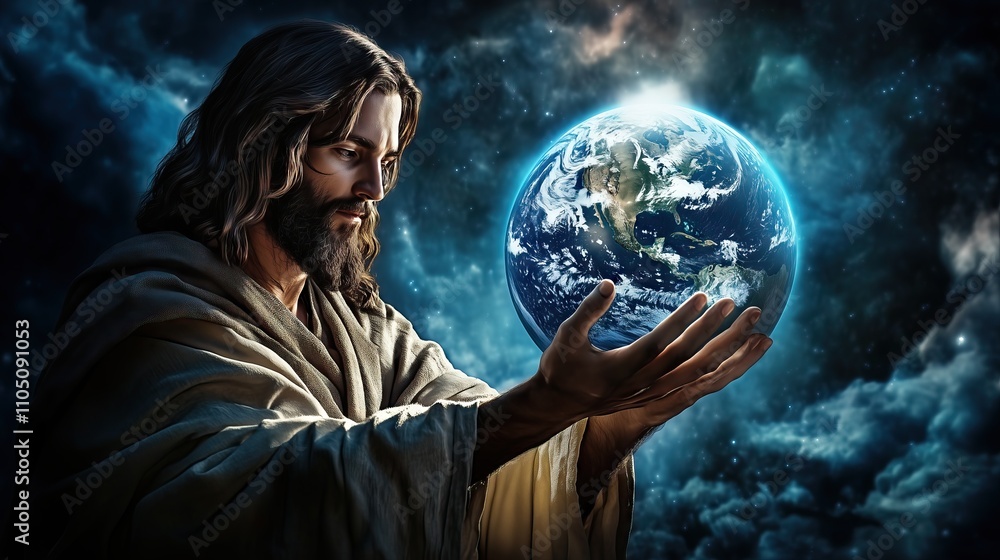 custom made wallpaper toronto digitalJesus Christ Holding the Planet Earth In His hands
