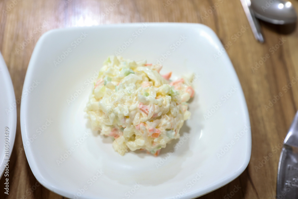 creamy food mayonnaise macaroni Salad. Korean side dish creamy food mayonnaise macaroni Salad. Korean side dish