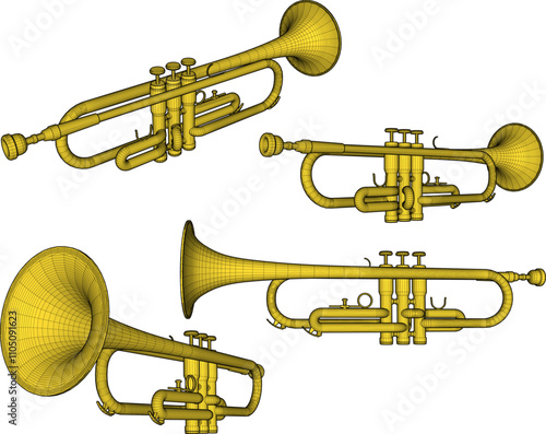 vector illustration design of musical instrument trumpet for artist