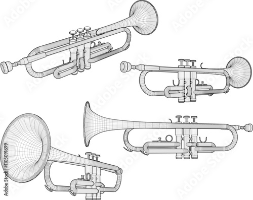 Original name(s): vector illustration design of musical instrument trumpet for artist