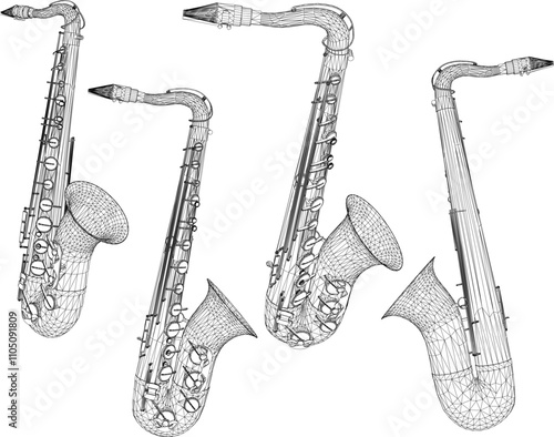 vector illustration design of saxophone wind instrument for artists 