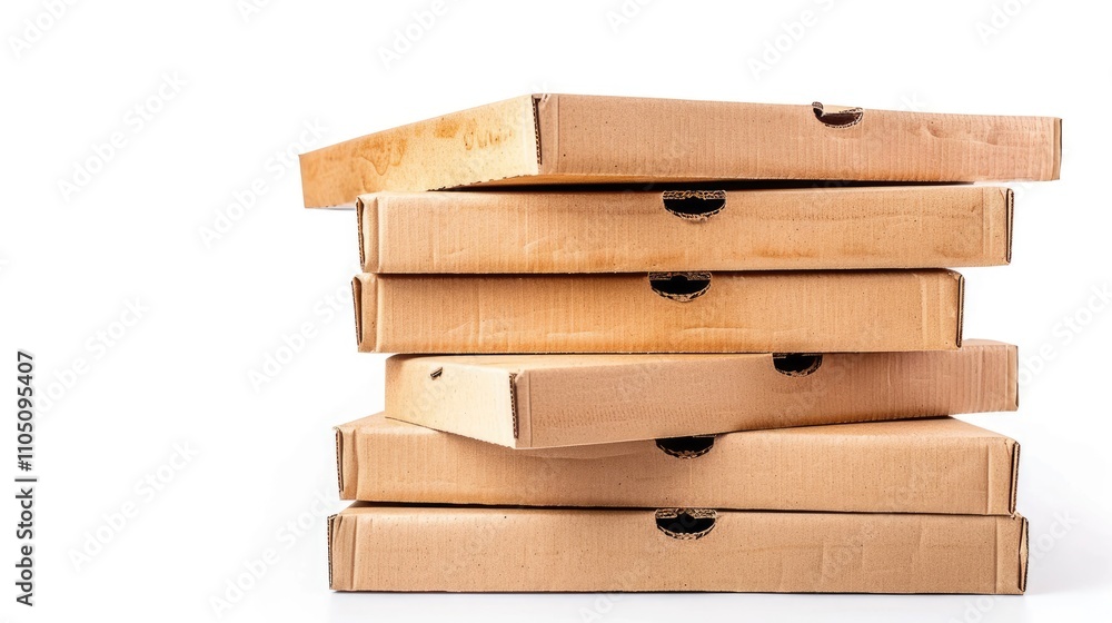 Stack of pizza boxes on white background Stack of pizza boxes on white background