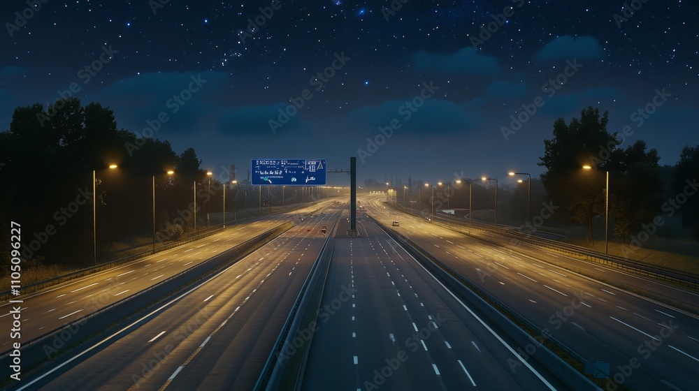 Empty express lane on highway during off-peak hours, symbolizing efficiency and opportunity in a calm, uncluttered environment. Empty express lane on highway during off-peak hours, symbolizing efficiency and opportunity in a calm, uncluttered environment.