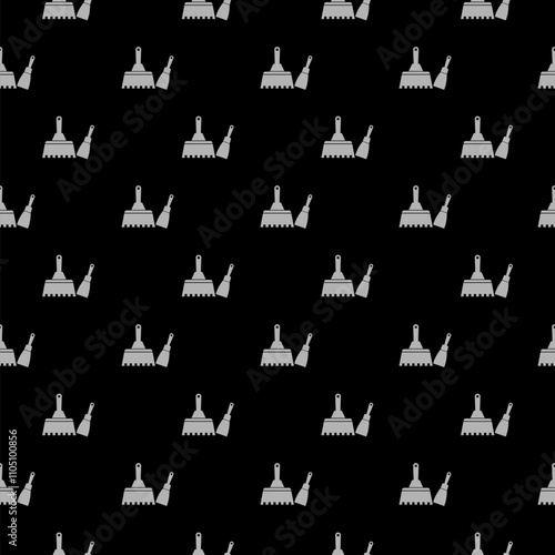 Putty knife icon isolated seamless pattern on black background