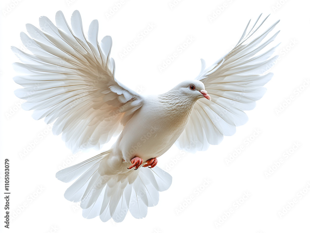 Fototapeta premium White Dove on a White Background Peace, purity, elegance, symbolism, tranquility, spirituality, minimalism