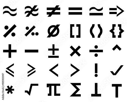 Maths Symbols  on a white background