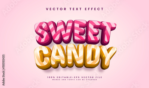 Sweet candy editable vector text effect, with pink and yellow color. Suitable for sweet food menu.