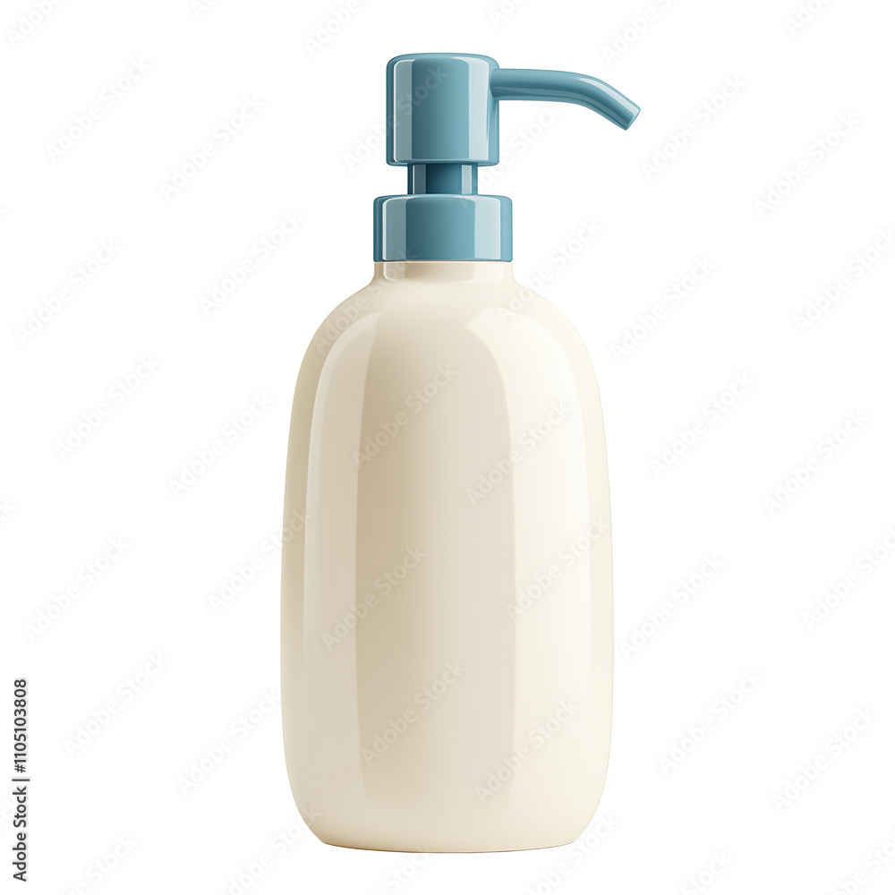 3D render pump bottle png mockup. Isolated plastic shampoo hand soap lotion pump bottle image on transparent background