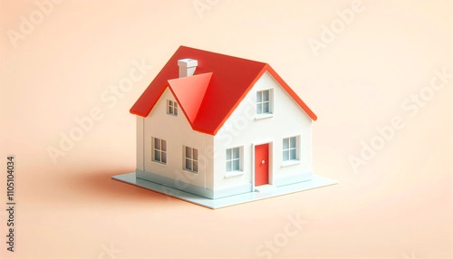 Wallpaper Mural White building of a house with a red roof, 3D. A cute house for the concepts of solitude, and comfortable suburban life. Business, rent, purchase, mortgage Torontodigital.ca