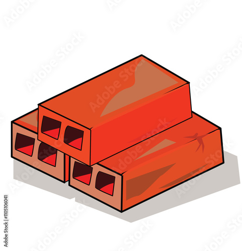 vector flat illustration red brick icon