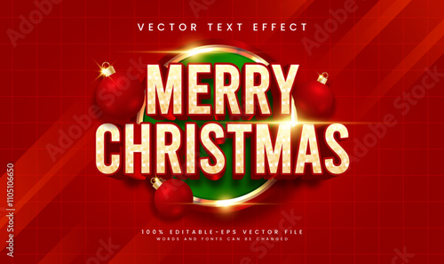 Merry christmas editable vector text effect with modern red concept. Suitable for celebrate christmas event.