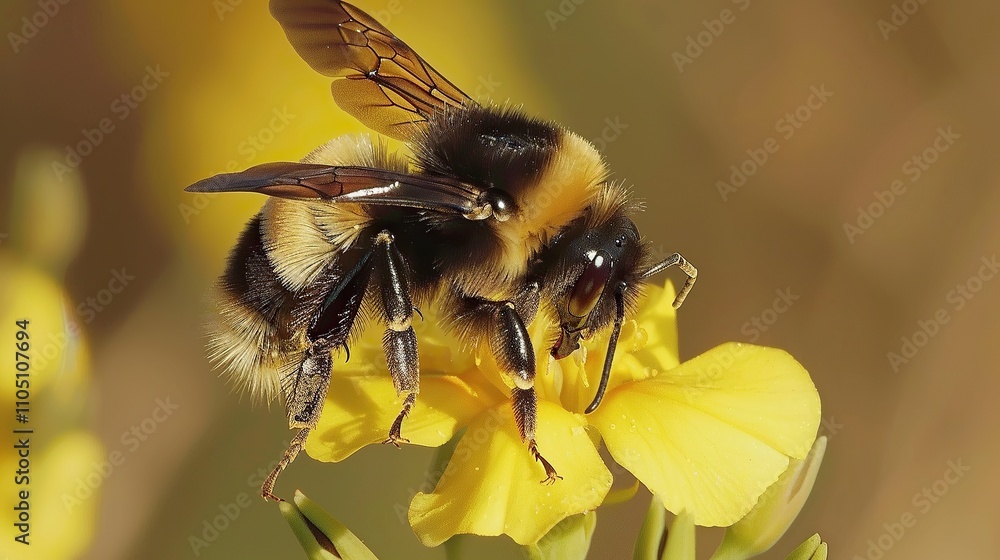 Bumblebee Gathering Nectar on a Yellow Flower Bumblebee Gathering Nectar on a Yellow Flower