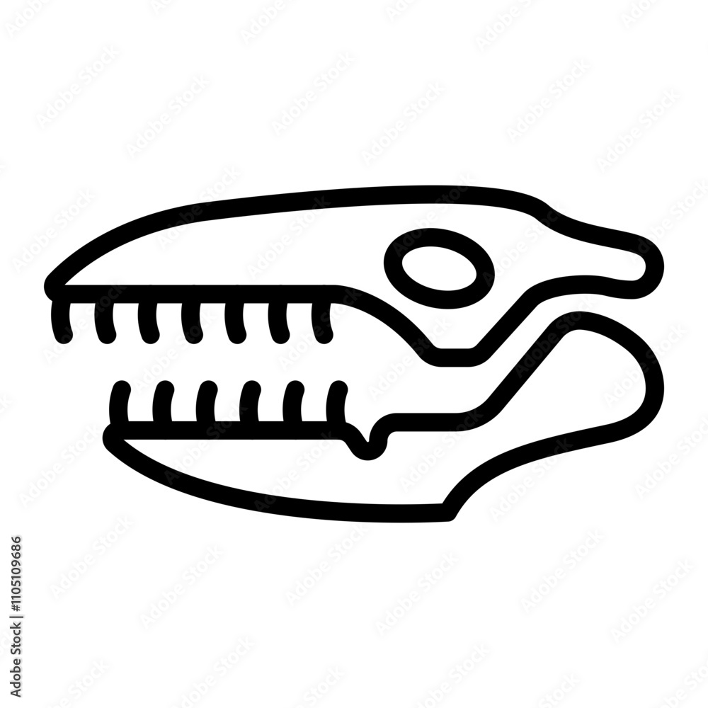 Dinosaur Skeleton Vector Line Icon Design Dinosaur Skeleton Vector Line Icon Design