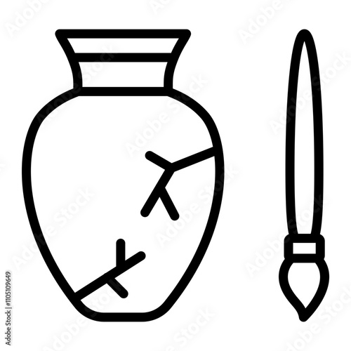 Ancient Artifact Vector Line Icon Design