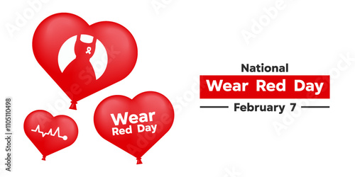 Wear Red Day. Heart, and more. Great for cards, banners, posters, social media and more. White  background.  photo