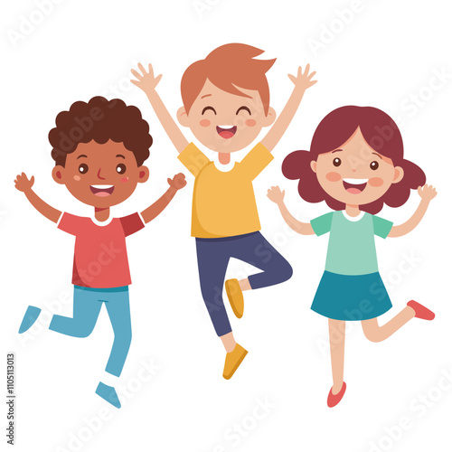 happy kids jumping illustration cute children s day