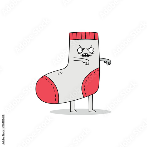 Cute sock cartoon character zombie walk doodle