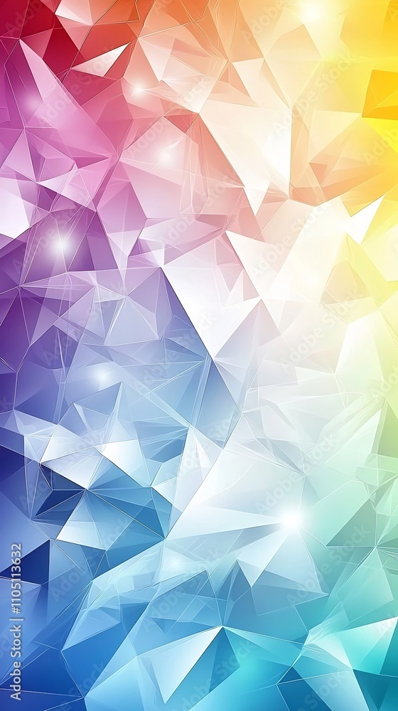 Obraz premium Mesmerizing Geometric Polygon Pattern in Vibrant Rainbow Gradient Colors Captivating abstract background with faceted crystalline shapes in a kaleidoscopic array of prismatic hues