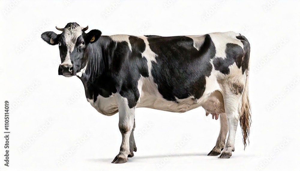Holstein Cow, 5 Years Old, Standing Against White Background Holstein Cow, 5 Years Old, Standing Against White Background