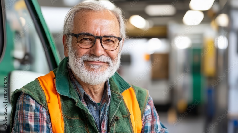Senior Worker Portrait Industrial Setting Happy Mature Man Senior Worker Portrait Industrial Setting Happy Mature Man