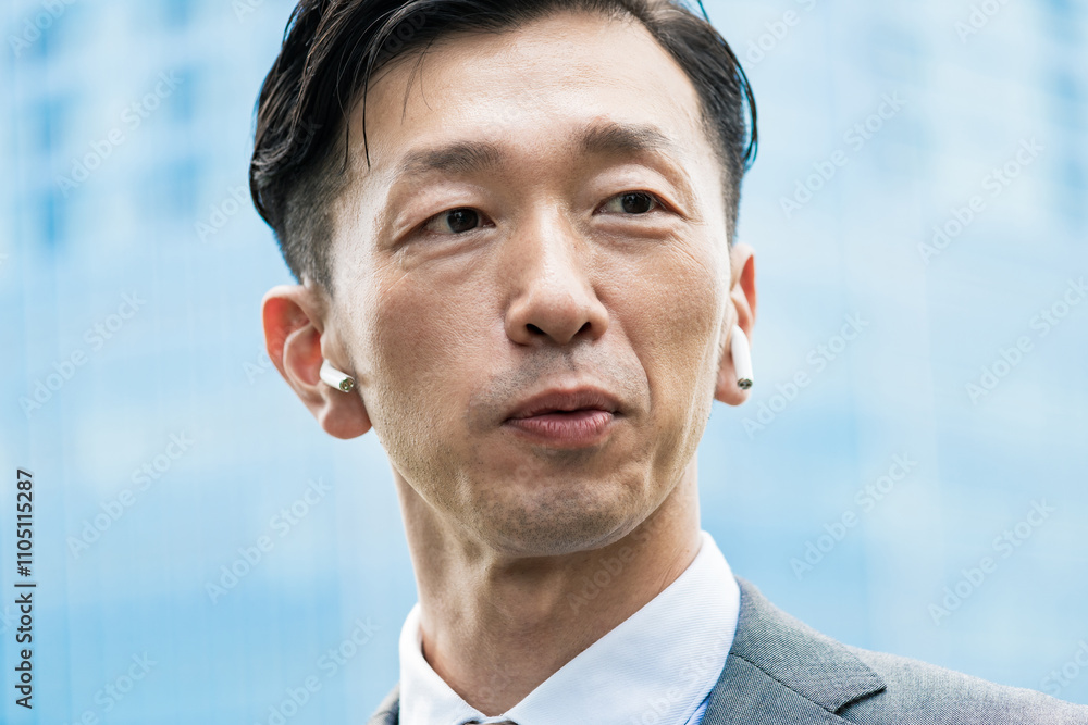 ビジネス街に立つビジネスマン ビジネス街に立つビジネスマン