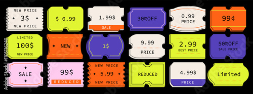 Set of vector tickets, price tags and coupons. Sale promotion labels, black friday, 11.11.11, cyber monday. Perfect for retail marketing and special offers