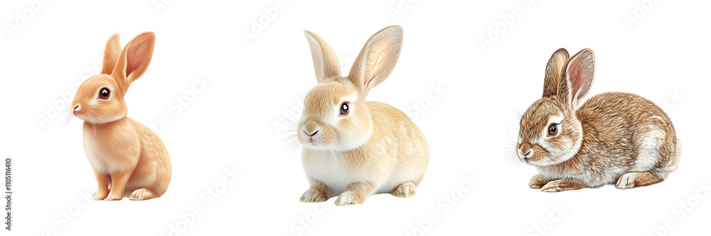 Set of a rabbit, isolated on a transparent background. Set of a rabbit, isolated on a transparent background.
