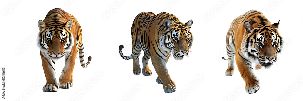Obraz premium Set of a tiger, isolated on a transparent background.