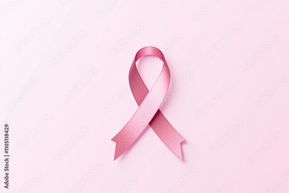Pink ribbon symbolizing breast cancer awareness on a soft pink background promoting support and solidarity Pink ribbon symbolizing breast cancer awareness on a soft pink background promoting support and solidarity