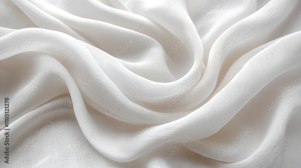 Close-up of Luxury Delicate White Chiffon Fabric for Elegant Designs Close-up of Luxury Delicate White Chiffon Fabric for Elegant Designs
