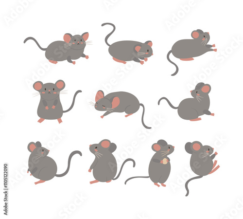 Cute Cartoon Mouse Set