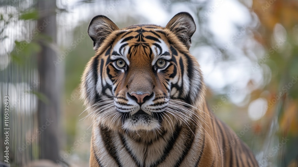 Obraz premium Majestic tiger portrait, intense gaze, close-up.