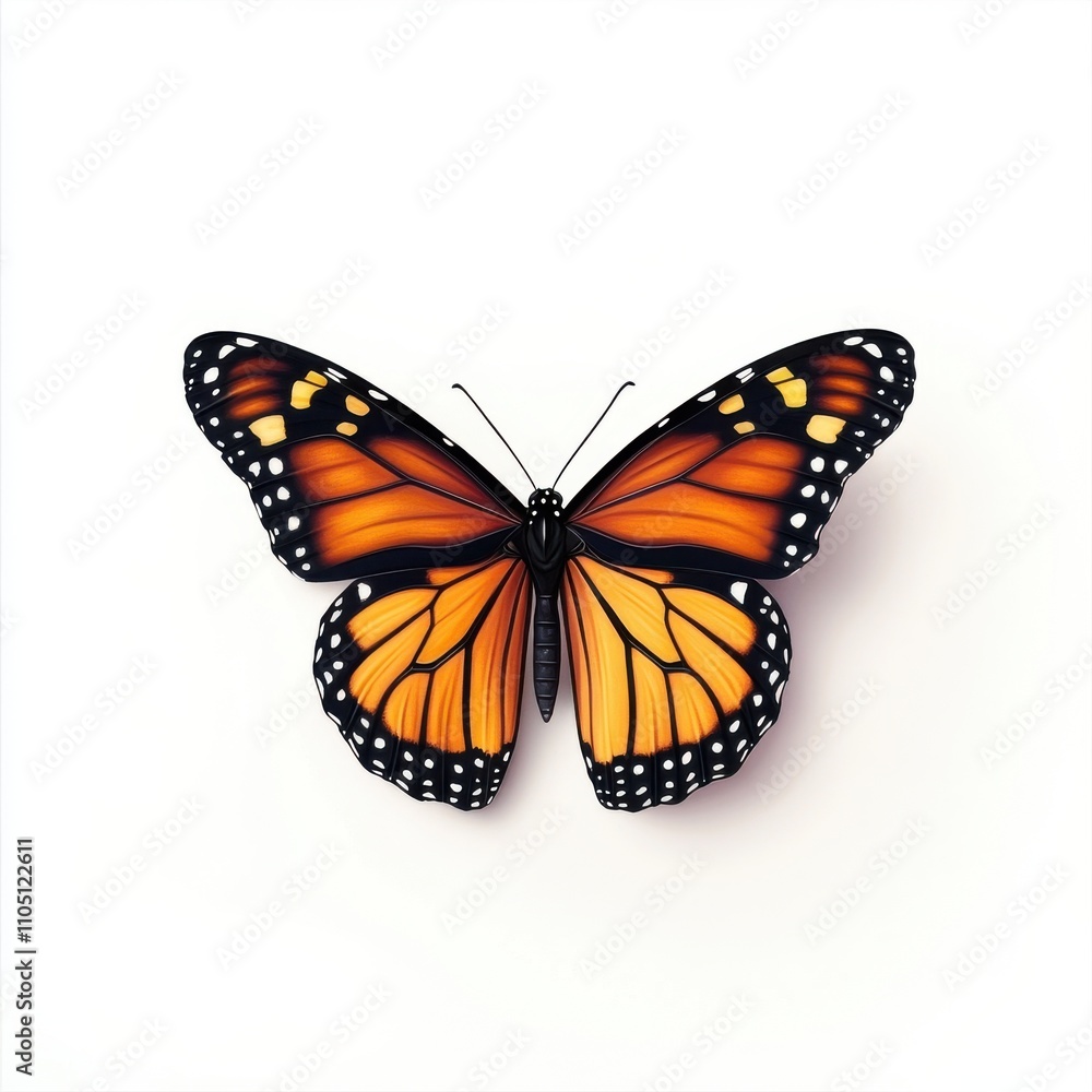A vibrant orange and black butterfly with intricate patterns, symbolizing transformation and beauty against a white backdrop. A vibrant orange and black butterfly with intricate patterns, symbolizing transformation and beauty against a white backdrop.