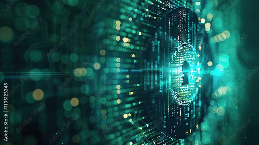 Digital Security: Abstract Keyhole in Binary Code Digital Security: Abstract Keyhole in Binary Code
