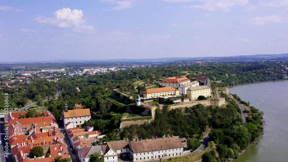 Scenic view of a historic fort overlooking a river and town in Serbia Scenic view of a historic fort overlooking a river and town in Serbia