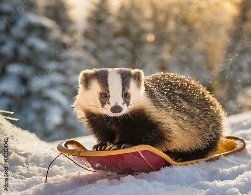 Die Schlittenfahrt im Winter photo