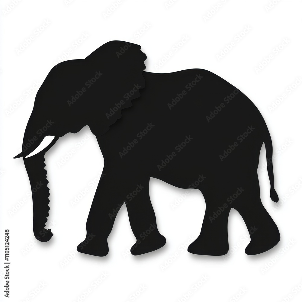 Silhouette of an elephant, showcasing its majestic shape and features against a white background. Silhouette of an elephant, showcasing its majestic shape and features against a white background.