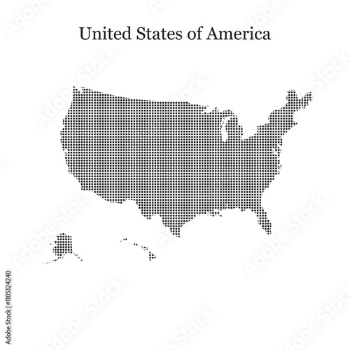 USA Map, vector map isolated on United states map. Vector Dotted square USA Map