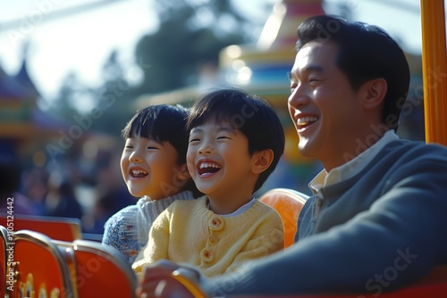 Chinese family at Disneyland amusement park photo