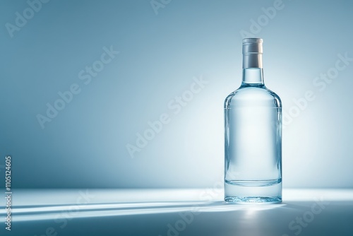 Minimalistic Design: Elegant Single Vodka Bottle Against a Clean Background