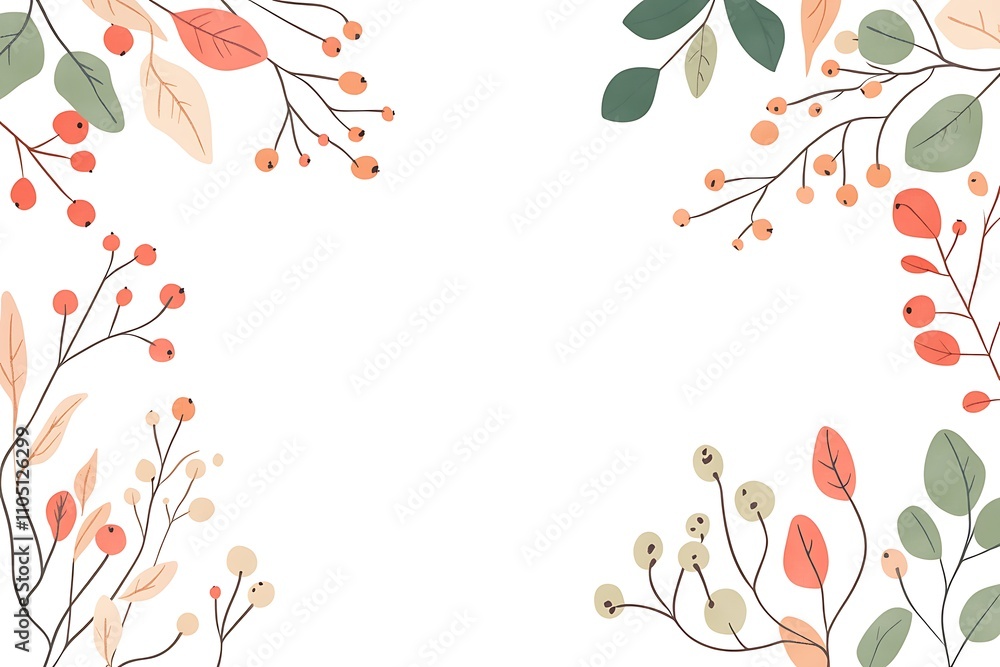 Floral seamless border. seamless border with greenery and berries.