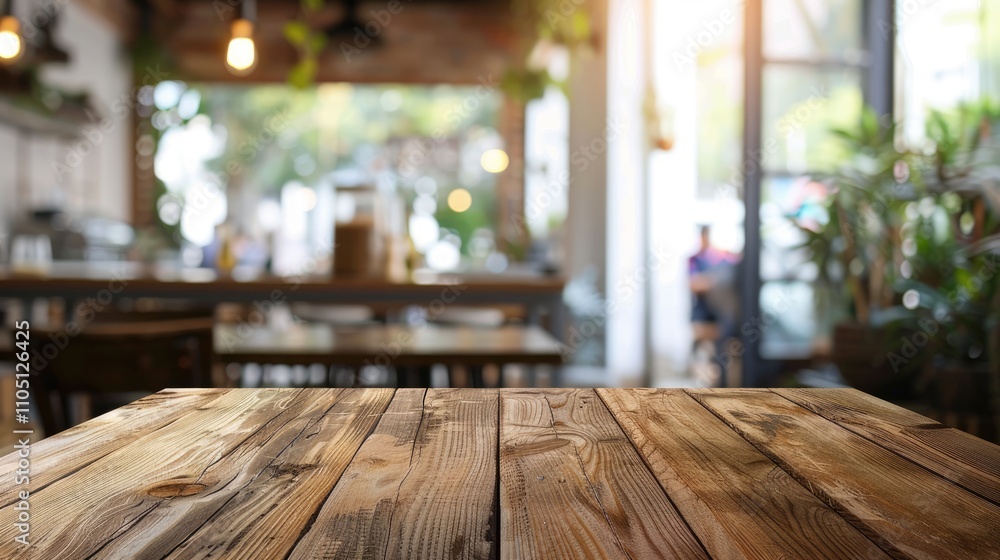 Cafe interior with wooden table slightly blurred. Cafe interior with wooden table slightly blurred.