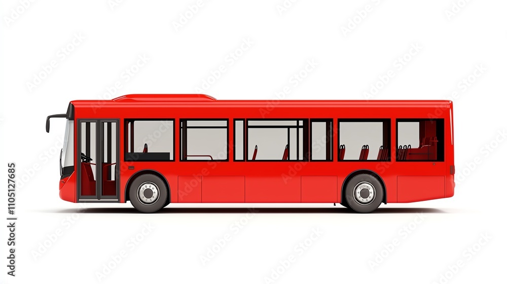 A vibrant red bus illustrated from the side, showcasing its windows and wheels against a plain background. A vibrant red bus illustrated from the side, showcasing its windows and wheels against a plain background.