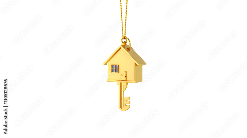 Gold Home Key isolated on white. 3d illustration. Gold Home Key isolated on white. 3d illustration.